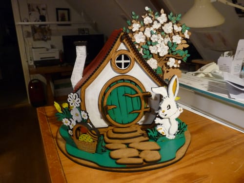 Customer photo review of Bunny Easter house candle holder laser cut file
