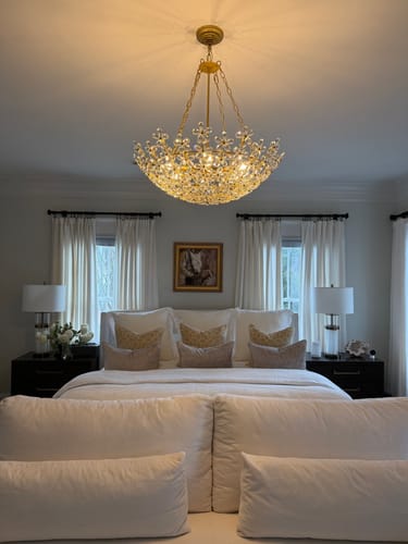 Customer photo review of French Luxe Brass Bloom Crystal Floral Basket Chandelier