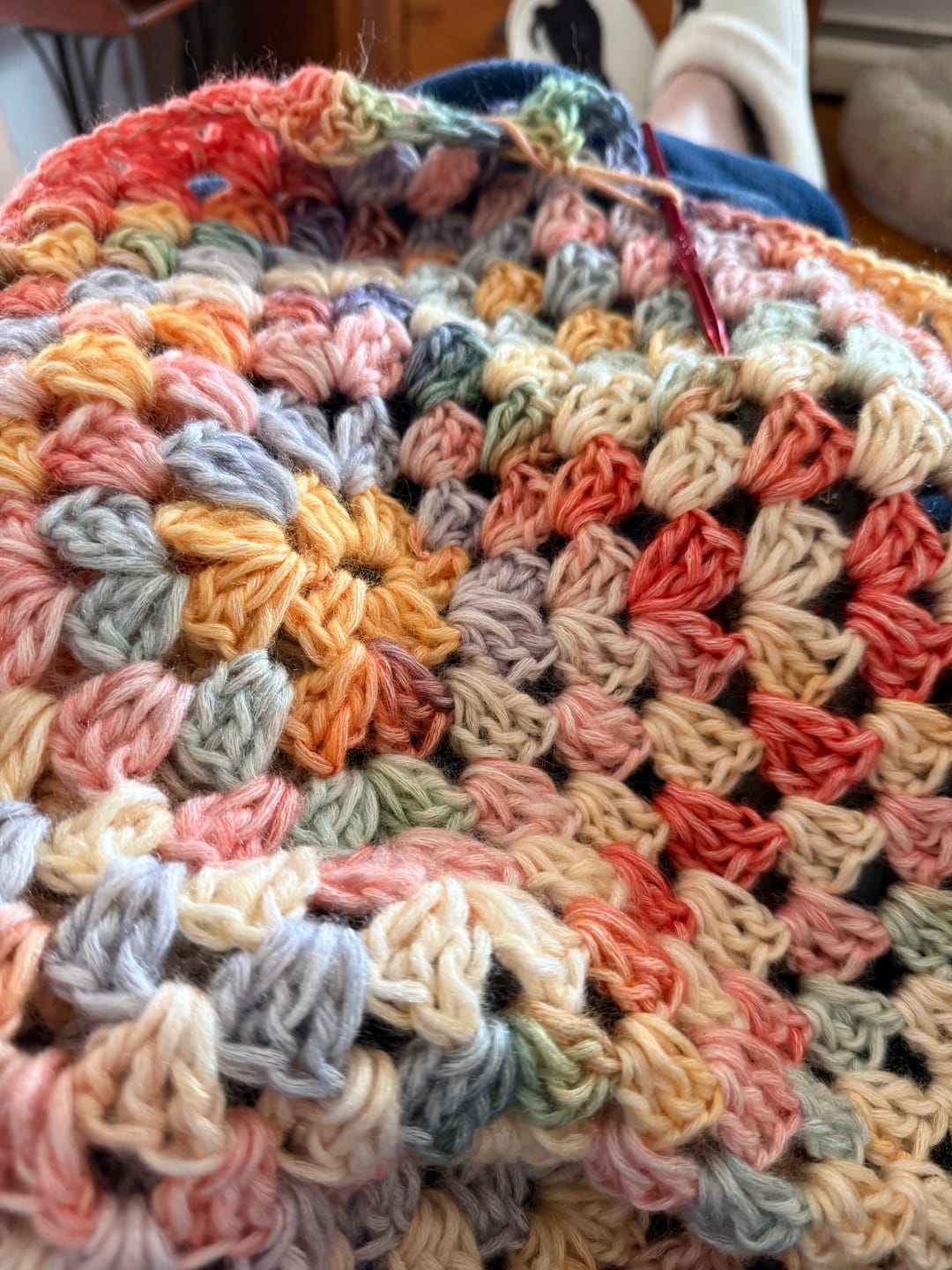 Customer photo review of CrochetPark™ Hearthside Rainbow Blanket Kit
