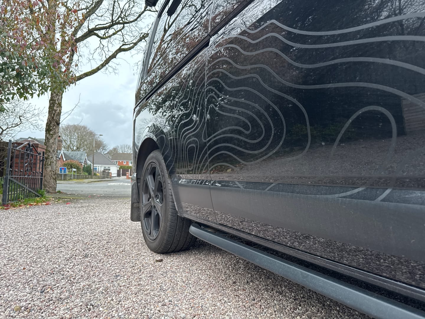 Customer photo review of Van Topographic Map Pattern Decals - Car Vinyl Decal - Universal Fit Adventure Decal Kit