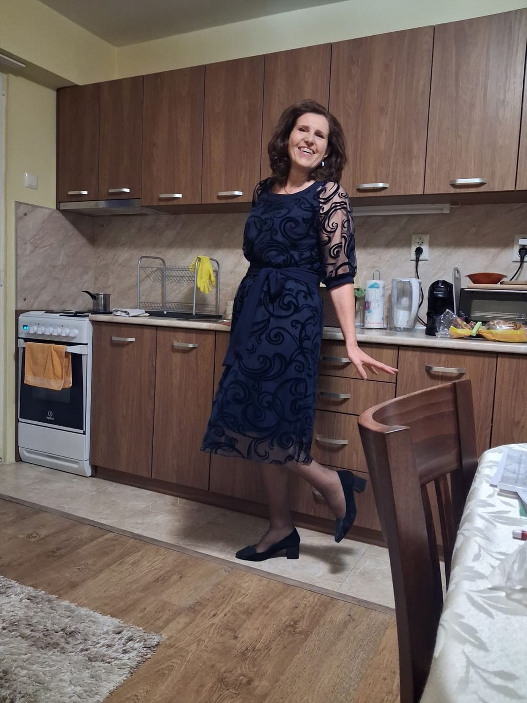 Customer photo review of Рокля от мрежа с флок с колан