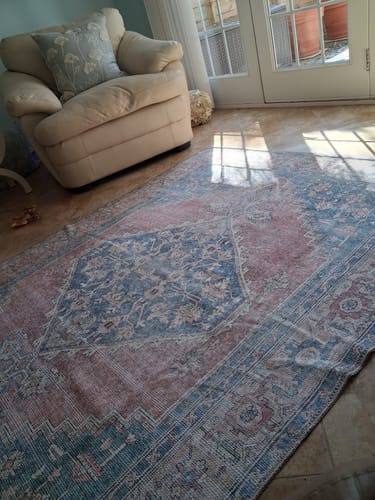 Customer photo review of Distressed Vintage Pissarro Terracotta in Blue & Beige