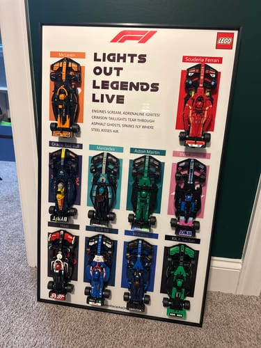 Customer photo review of LEGO™ LED Wall-Mount Frame for Speed Champions F1 10-Car Race Car – Team Edition