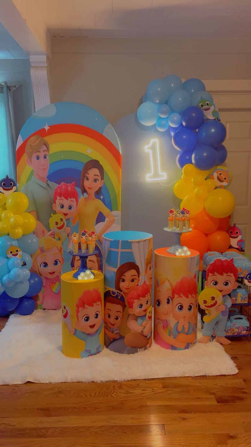 Customer photo review of Customize Bebefinn Photo Background Cover Girls Birthday Arch Chiara Theme Background Double Side Elastic Covers