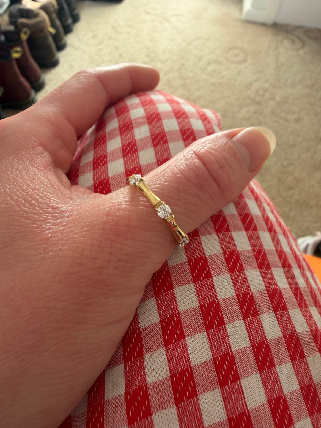 Customer photo review of Bamboo Ring With Stones