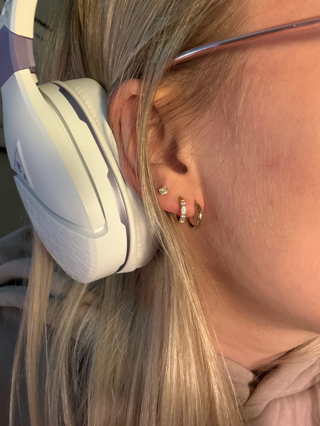 Customer photo review of My Huggies Hoop Earrings