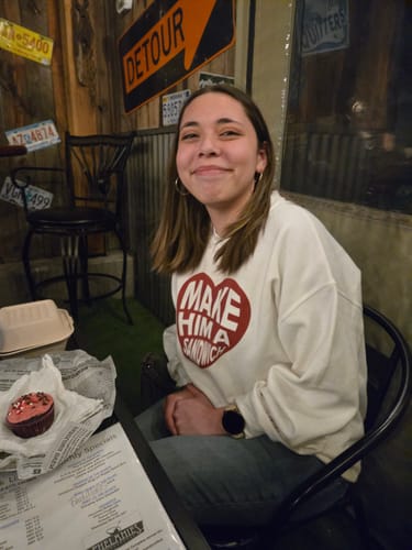 Customer photo review of Make Him A Sandwich V Day Crewneck