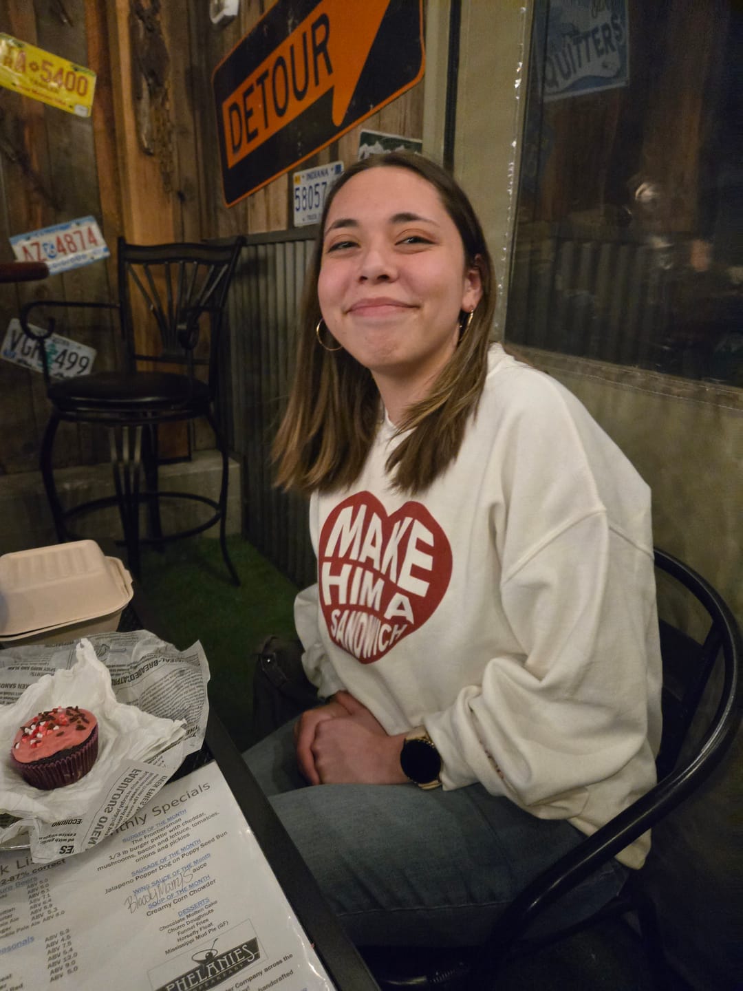 Customer photo review of Make Him A Sandwich V Day Crewneck