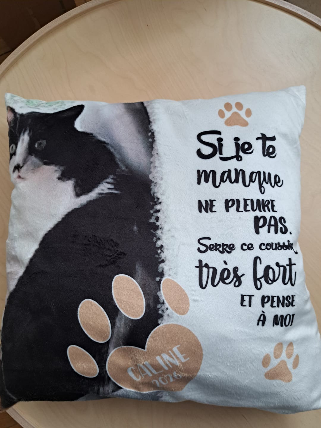 Customer photo review of Si je te manque - Coussin personnalisé