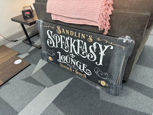 Customer photo review of Speakeasy Lounge Bar Sign - White & Gold