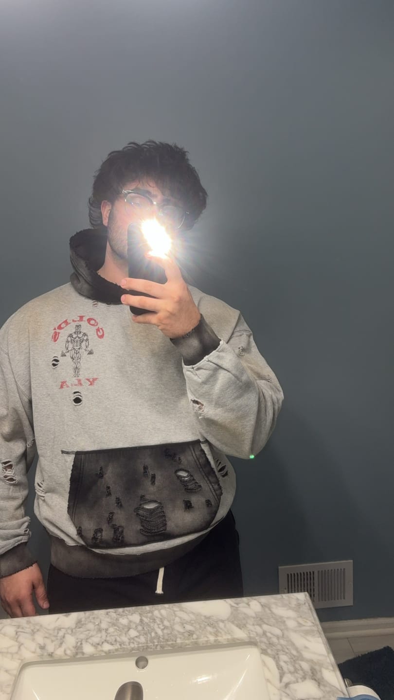 Customer photo review of 5168 - Gold's Iron Legacy Distress Hoodies