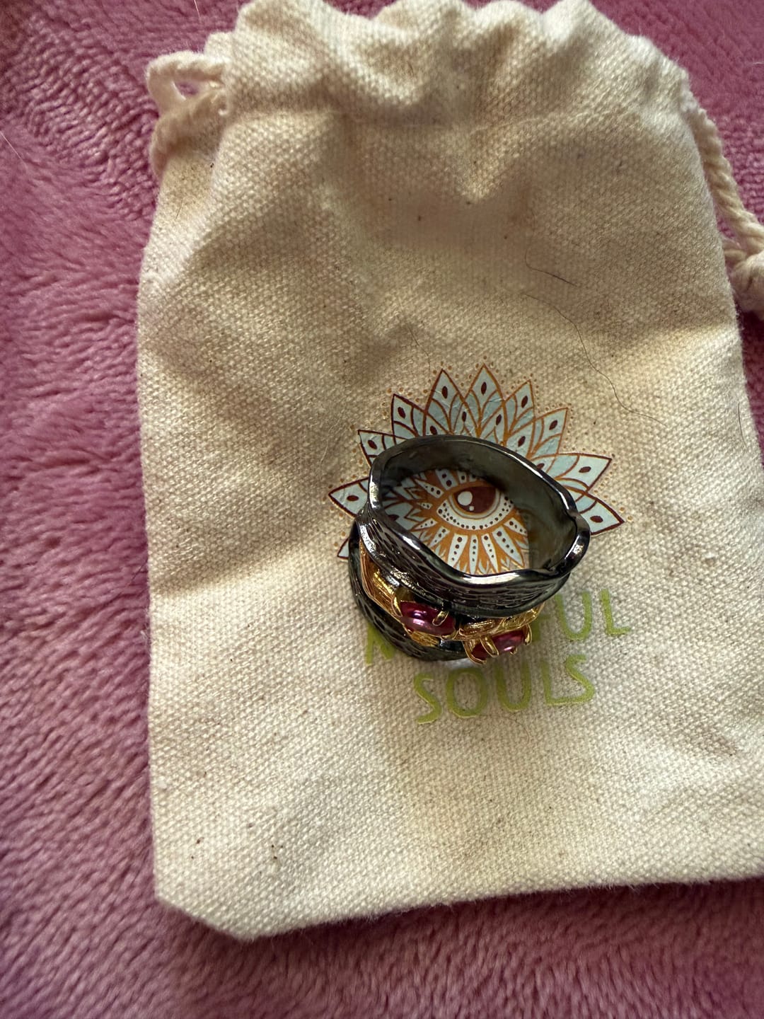 Customer photo review of Retro Red Garnet Ring