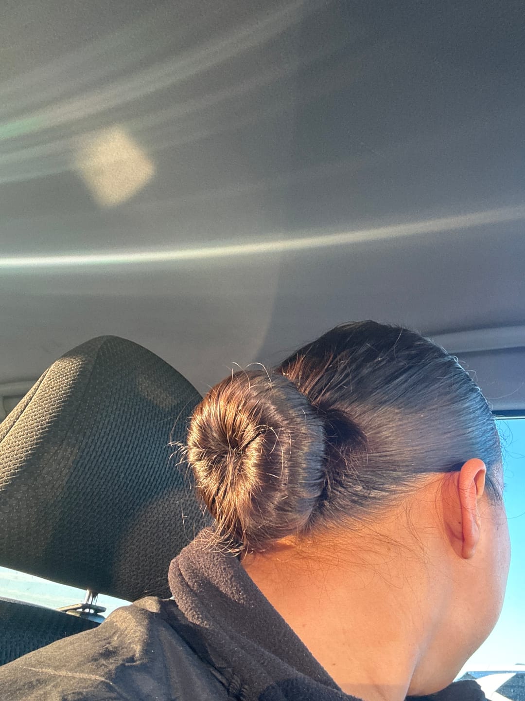 Customer photo review of BLACK MULBERRY SILK HAIR-BUN MAKER FOR MILITARY HAIR BUN