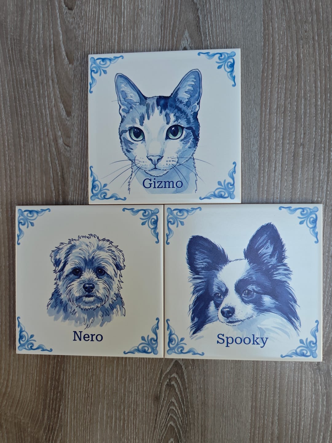 Customer photo review of Gepersonaliseerd Delfts Blauw tegeltje met foto en tekst