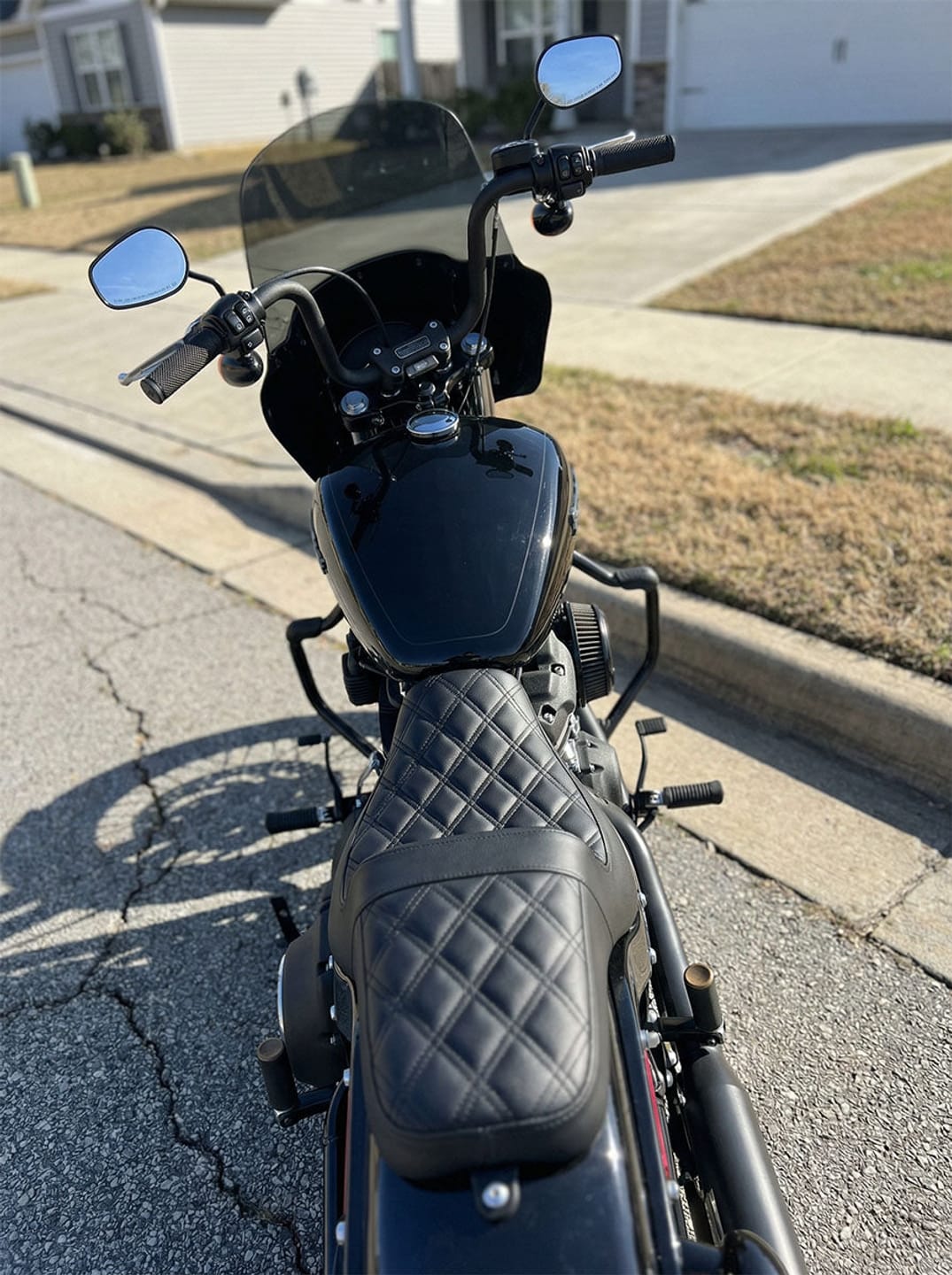 Customer photo review of Iron Born Diamond Stitch 2-Up Seat for 2018+ Harley Softail Street Bob FXBB/S