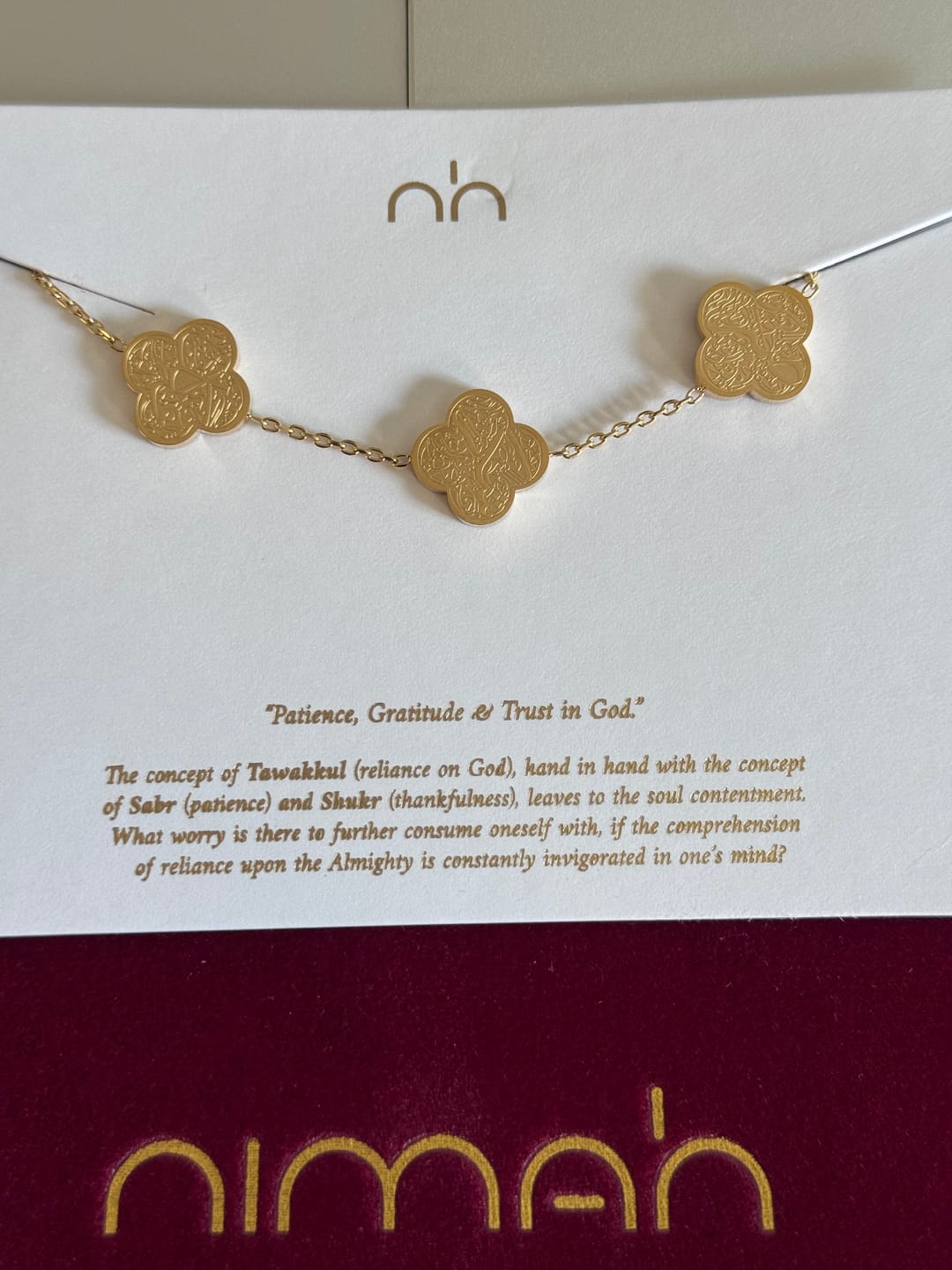 Customer photo review of Sabr, Shukr, Tawakkul Bracelet | Patience, Gratitude & Trust (in God)
