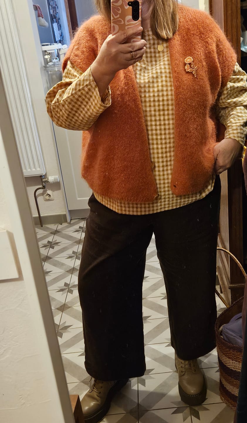 Customer photo review of Blouse Naomie - Seersucker de coton vichy ocre