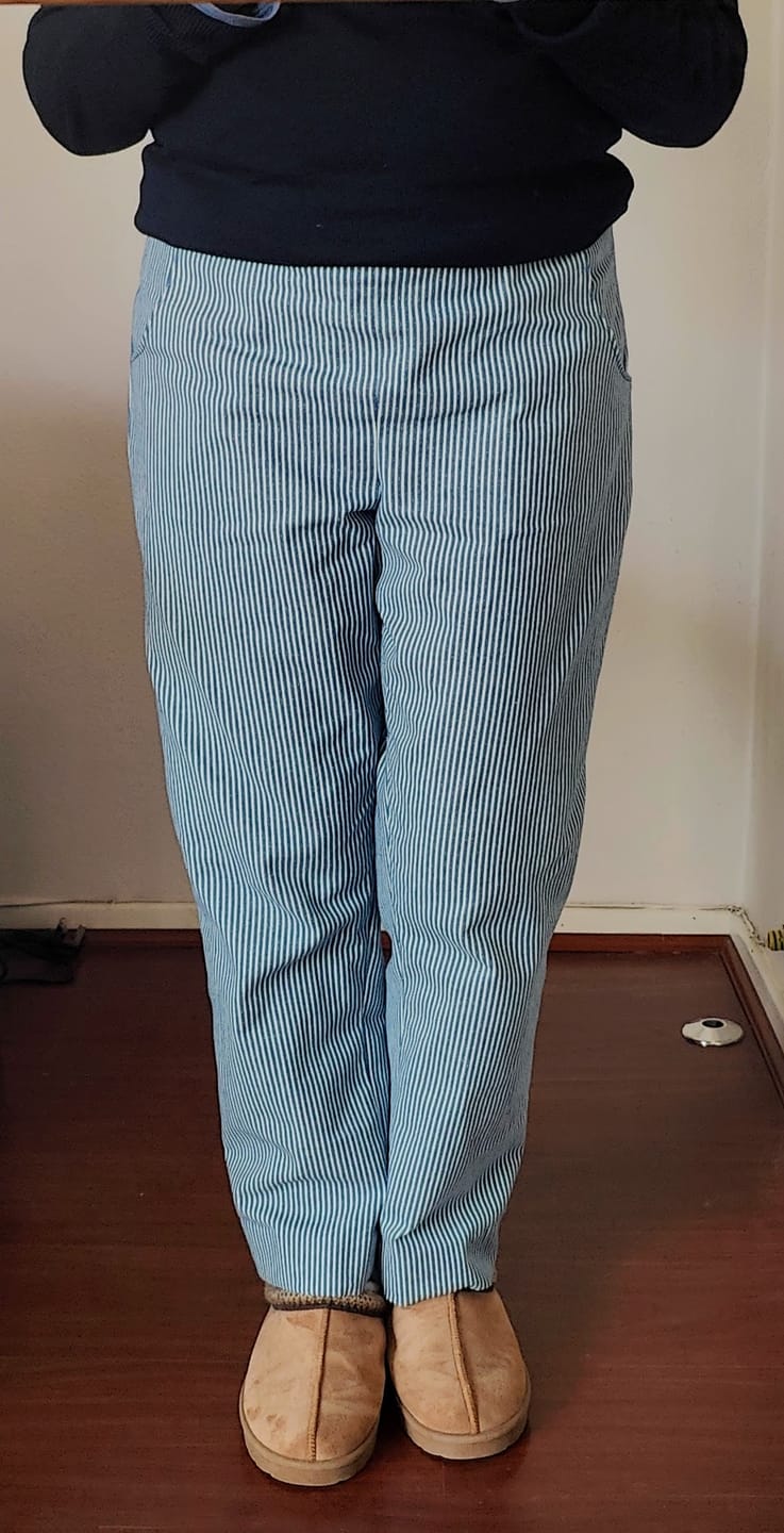 Customer photo review of Striped Yarn Dyed Washed Denim Fabric