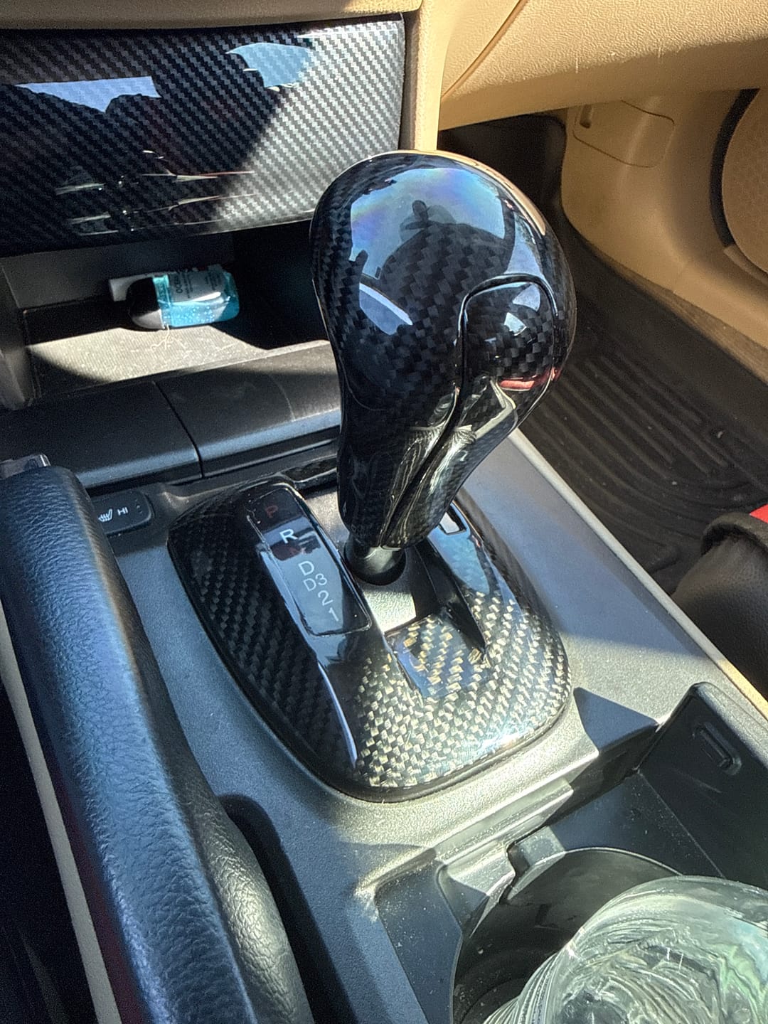 Customer photo review of 2008-2012 honda accord  carbon fiber shifter replacement.