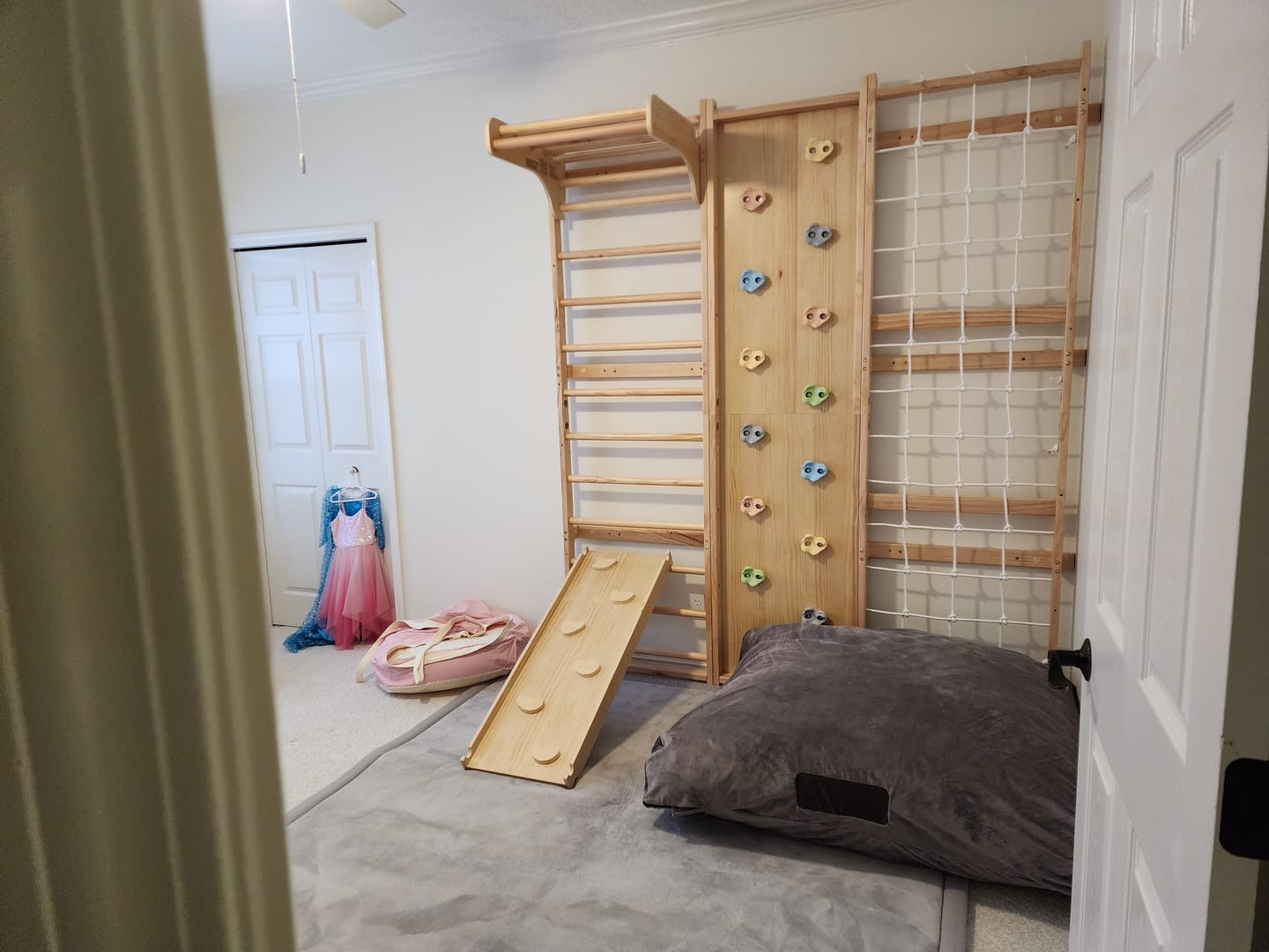 Customer photo review of Walnut | Swedish Ladder Jungle Gym - 95" Height - Wall Mounted
