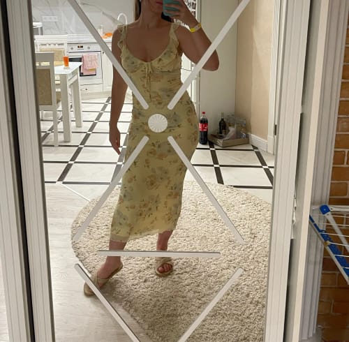Customer photo review of Florencia Ruffled Floral Maxi Dress