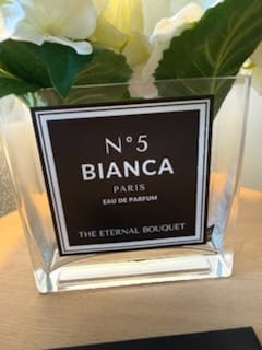 Customer photo review of Personalised Glass Vase - Scented Silk Blooms