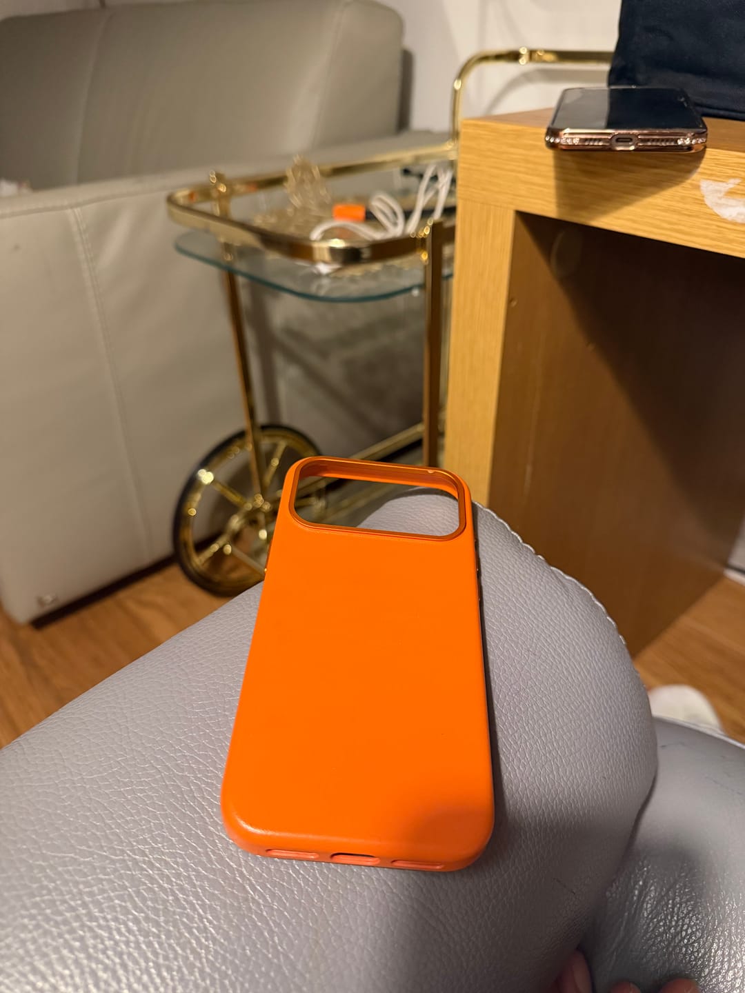 Customer photo review of iPhone 17 Pro Max Leather Case - Timeless Luxe - Solar Orange