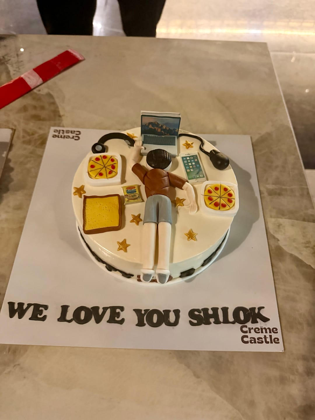 Customer photo review of Lazy Laptop Lover Custom Cake