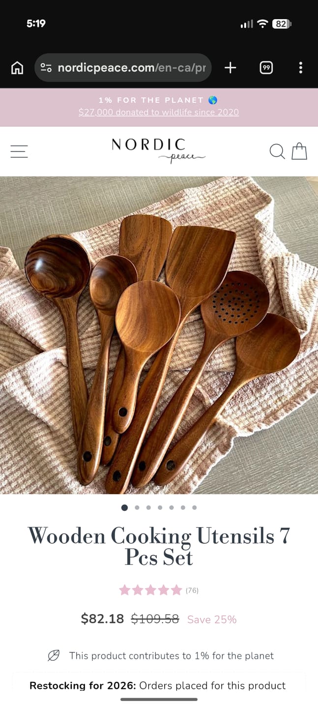 Customer photo review of Wooden Cooking Utensils 7 Pcs Set