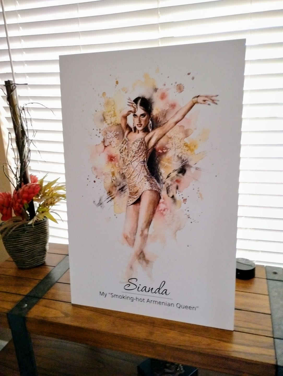 Customer photo review of Personalized Watercolor Metal Portrait