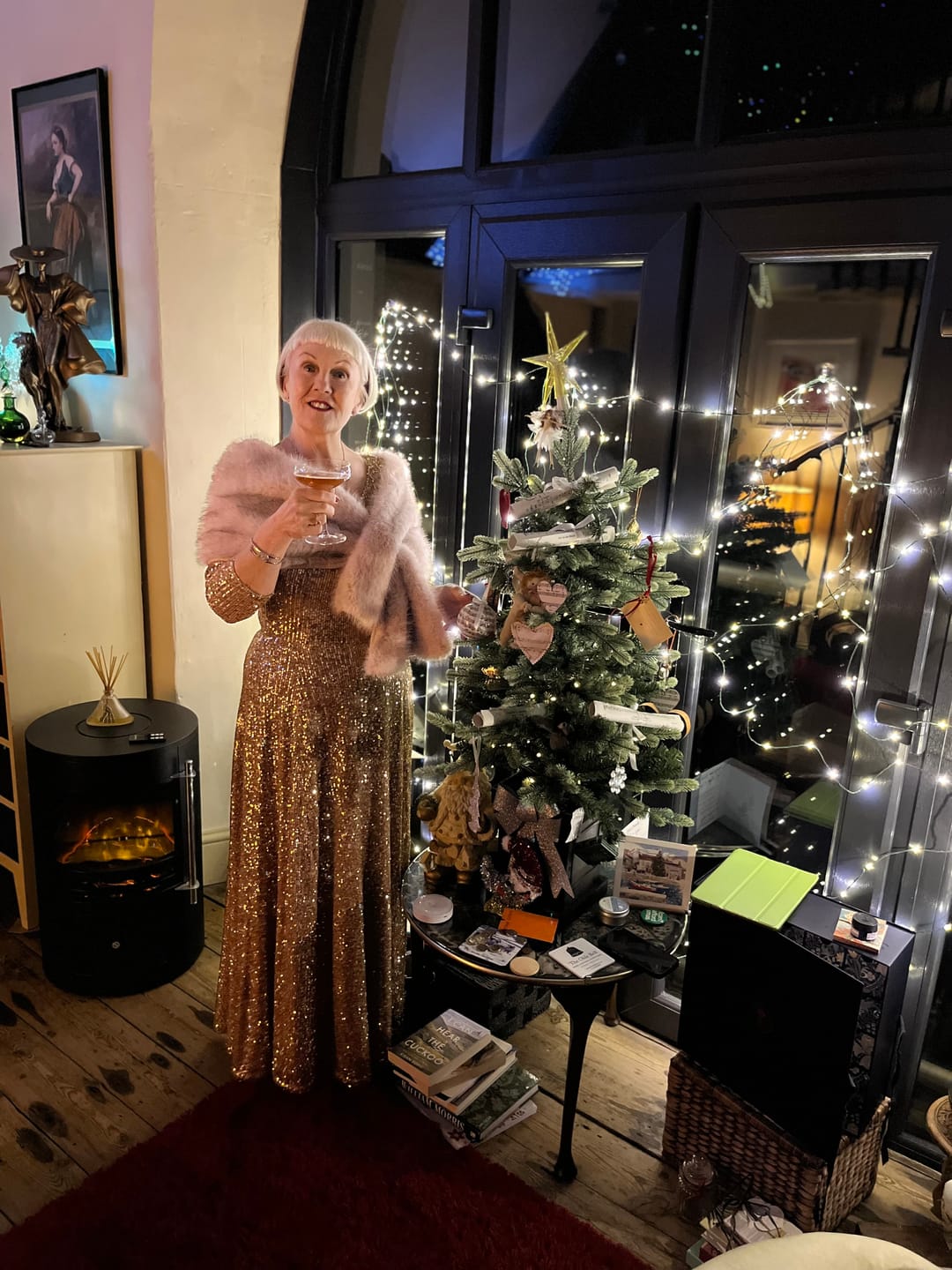 Customer photo review of Gold Sequin 'Swing' Dress