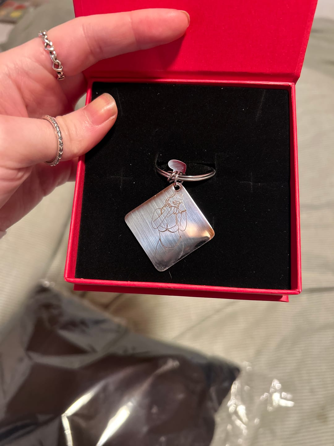 Customer photo review of Spicy Custom Engraved Photo Keychain