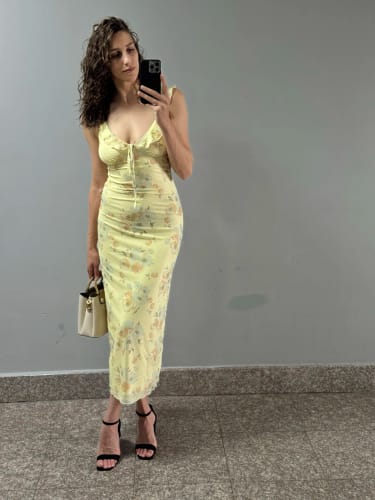 Customer photo review of Florencia Ruffled Floral Maxi Dress