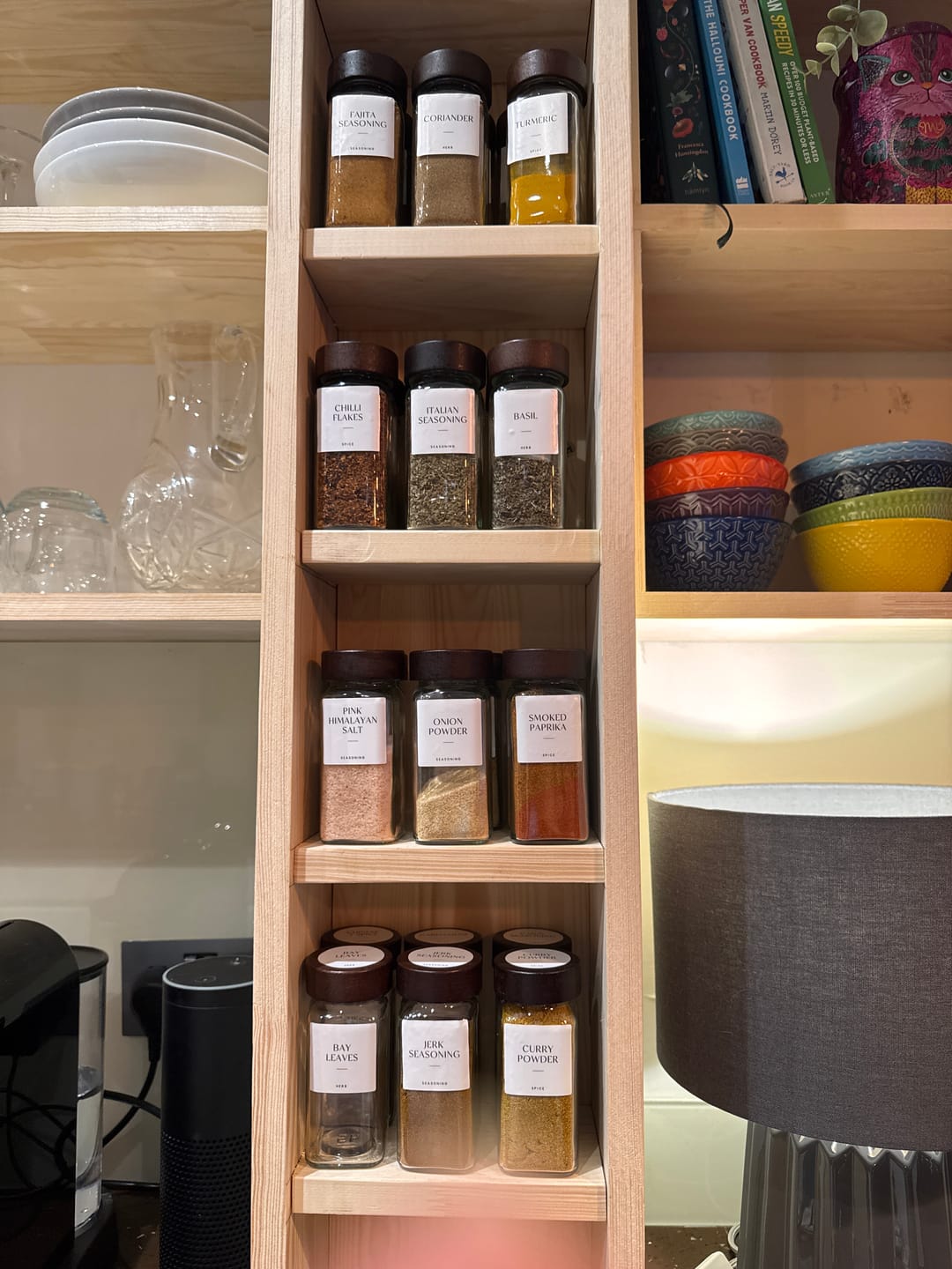 Customer photo review of Set of 12 120ML Glass Spice Jar with Acacia Lid
