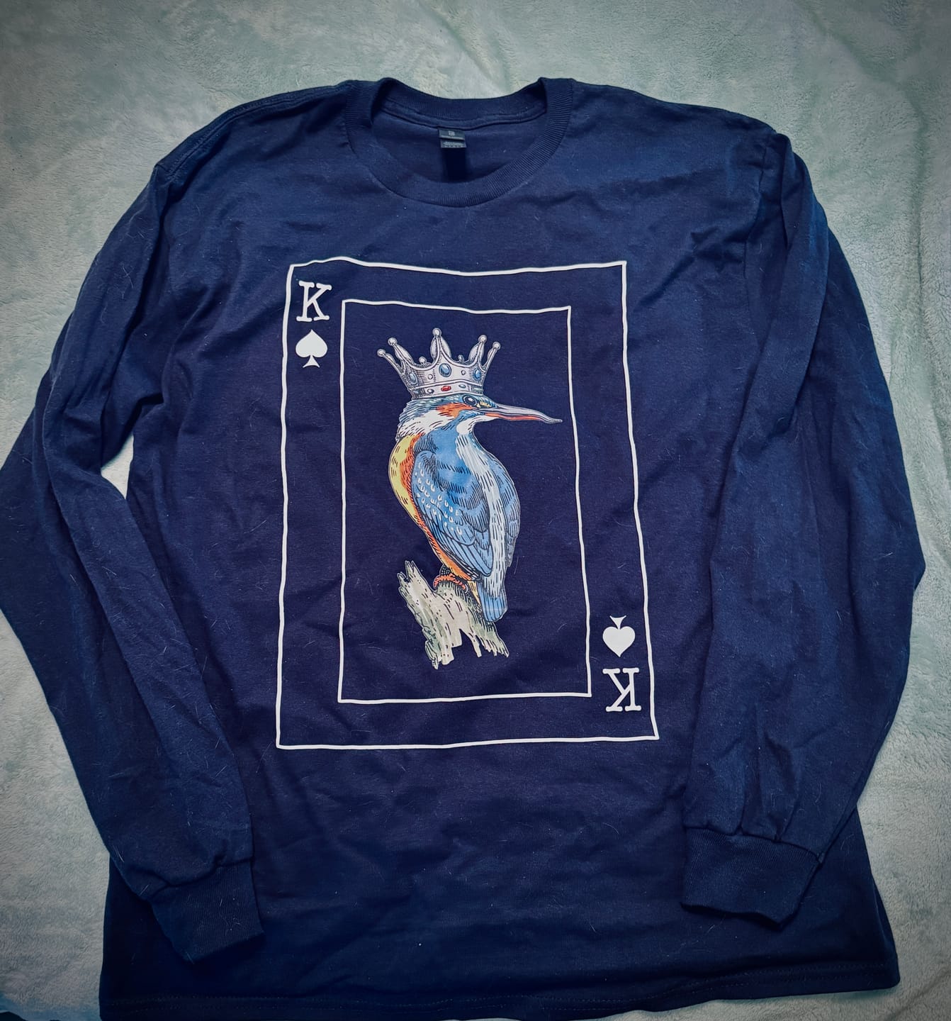 Customer photo review of Kingfisher of Spades Long Sleeve T-shirt