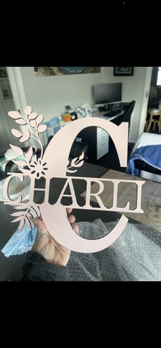 Customer photo review of Monogram Letter With Name Floral Wreath