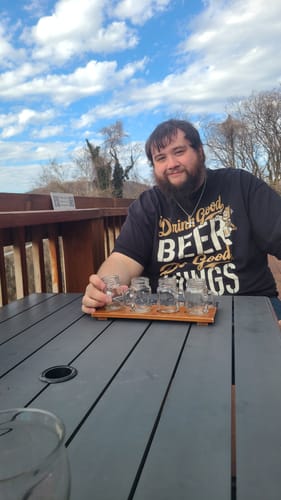 Customer photo review of *PRE-SALE (Does Not Ship Immediately)* Glory Days Apparel X CBC X Wooden Robot - Drink Good Beer Do Good Things T-Shirt