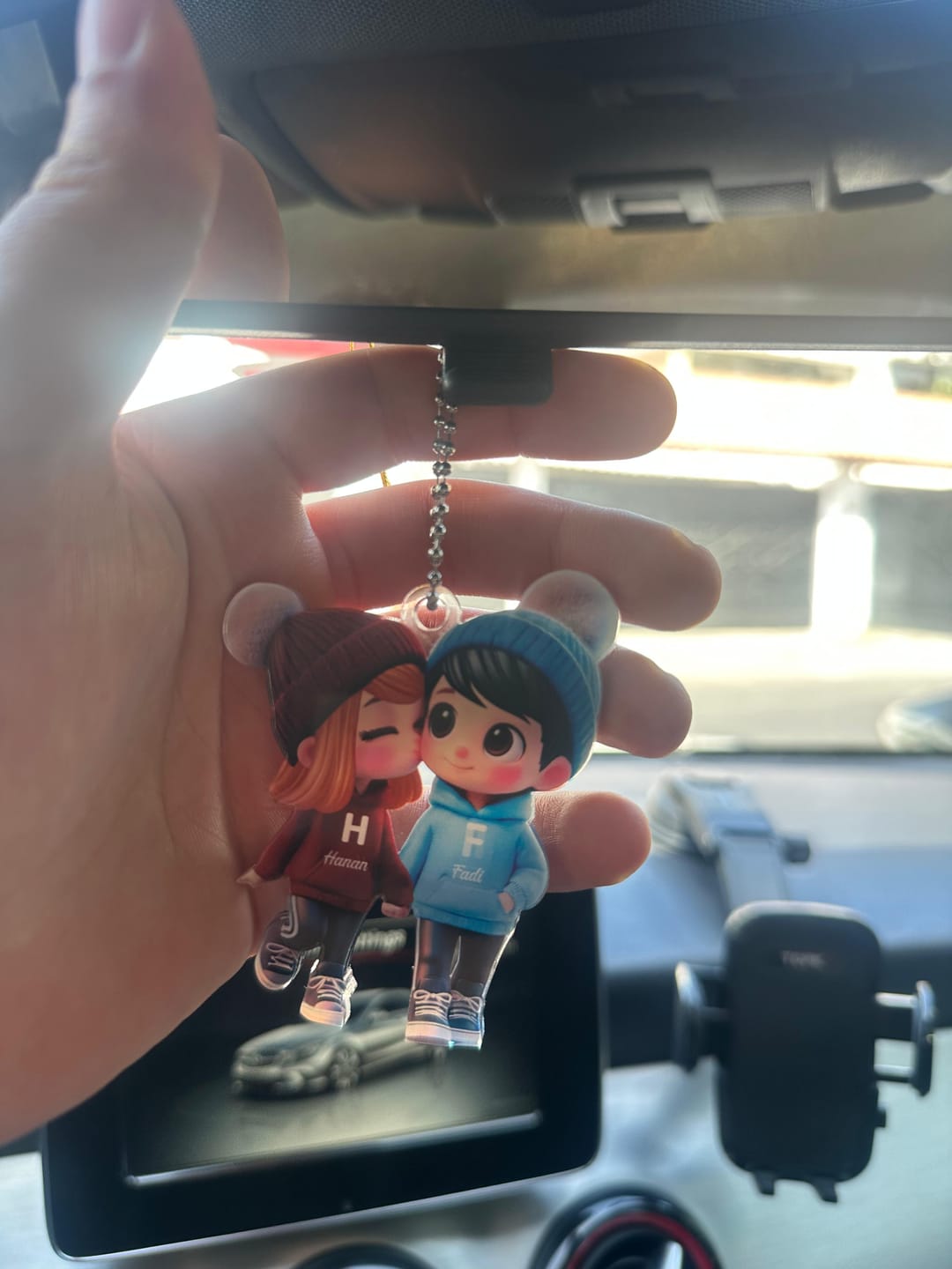 Customer photo review of Cute Cartoon Couple Walking Personalized Ornament