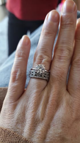 Customer photo review of Louily Classic Round Cut Engagement Ring For Women In Sterling Silver