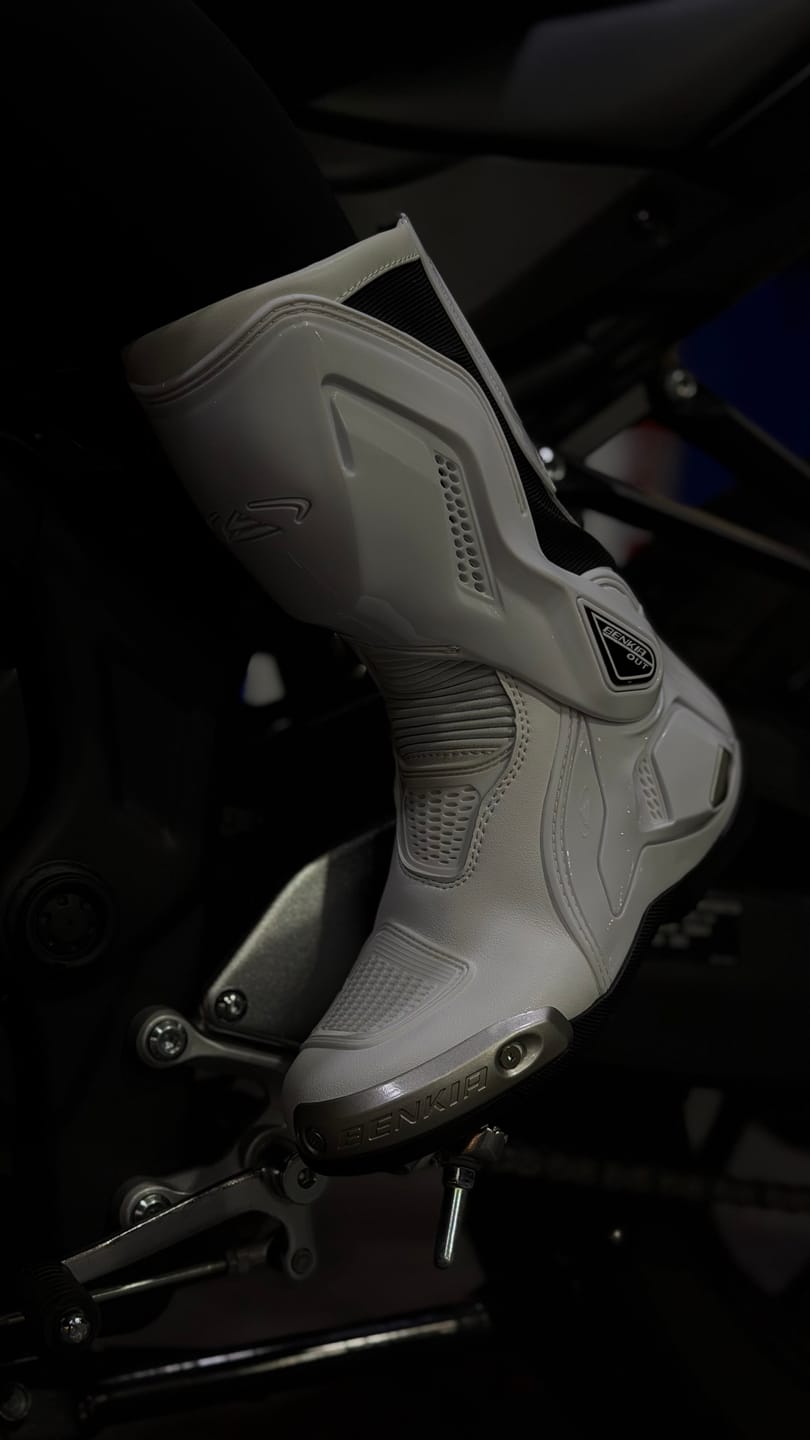 Customer photo review of Motorcycle Riding Boots White