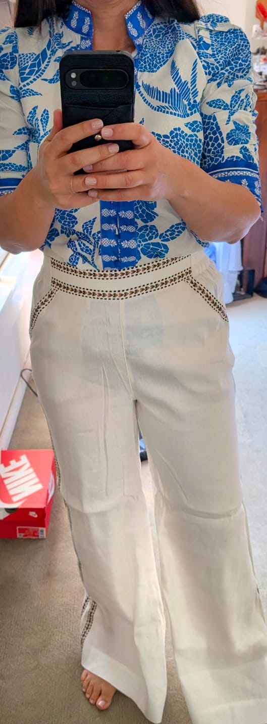 Customer photo review of Zara Linen Viscose Pant in Ivory