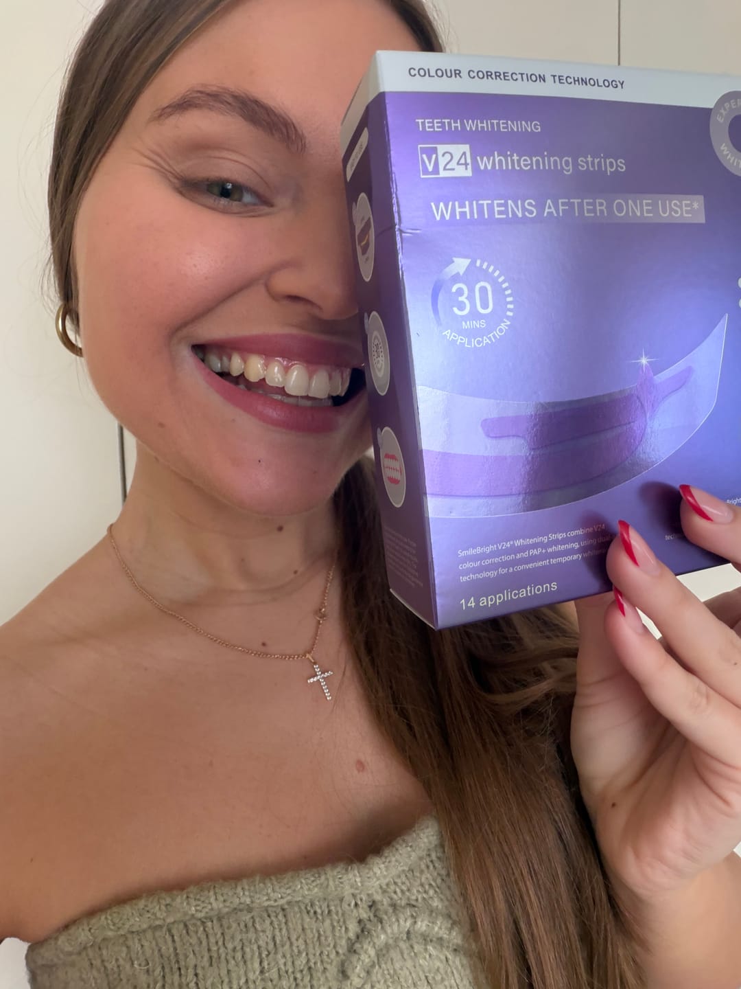 Customer photo review of V24 Violetinės Dantų Balinimo Juostelės