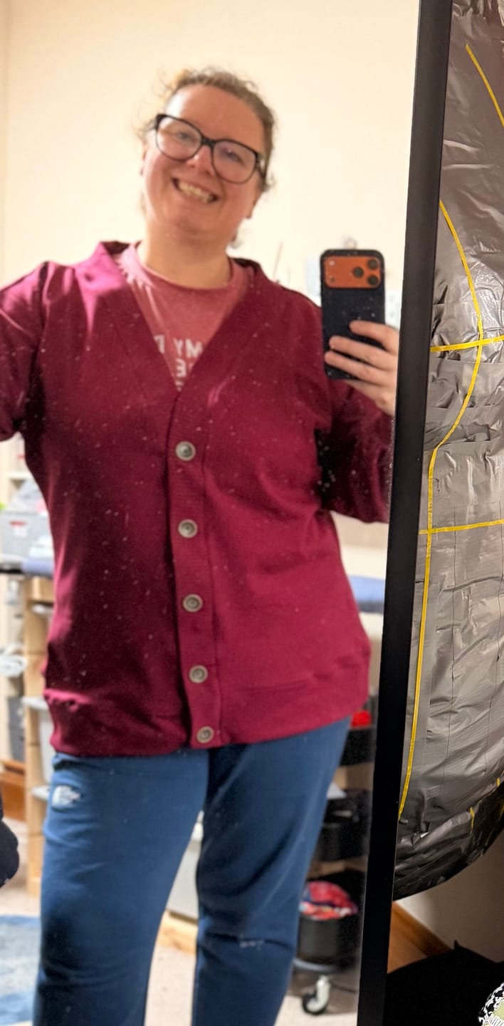 Customer photo review of Narrow Stripes Brushed Soft Knit Fabric