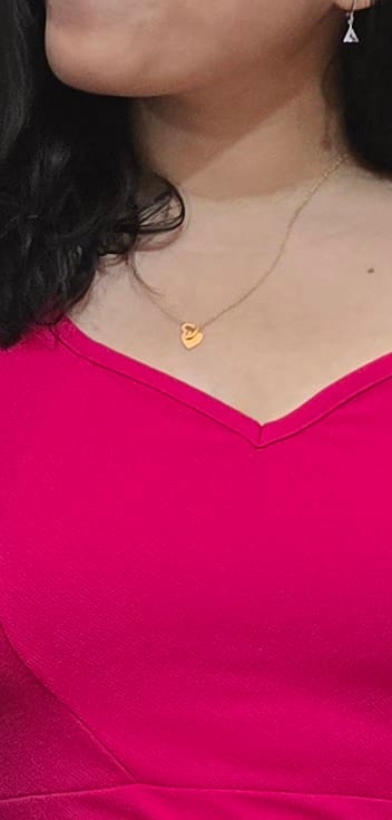Customer photo review of Two Heart Gold Lariat Necklace