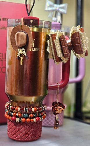 Customer photo review of Lucky Cowgirl Hat Charm - Tumbler Handle Charm