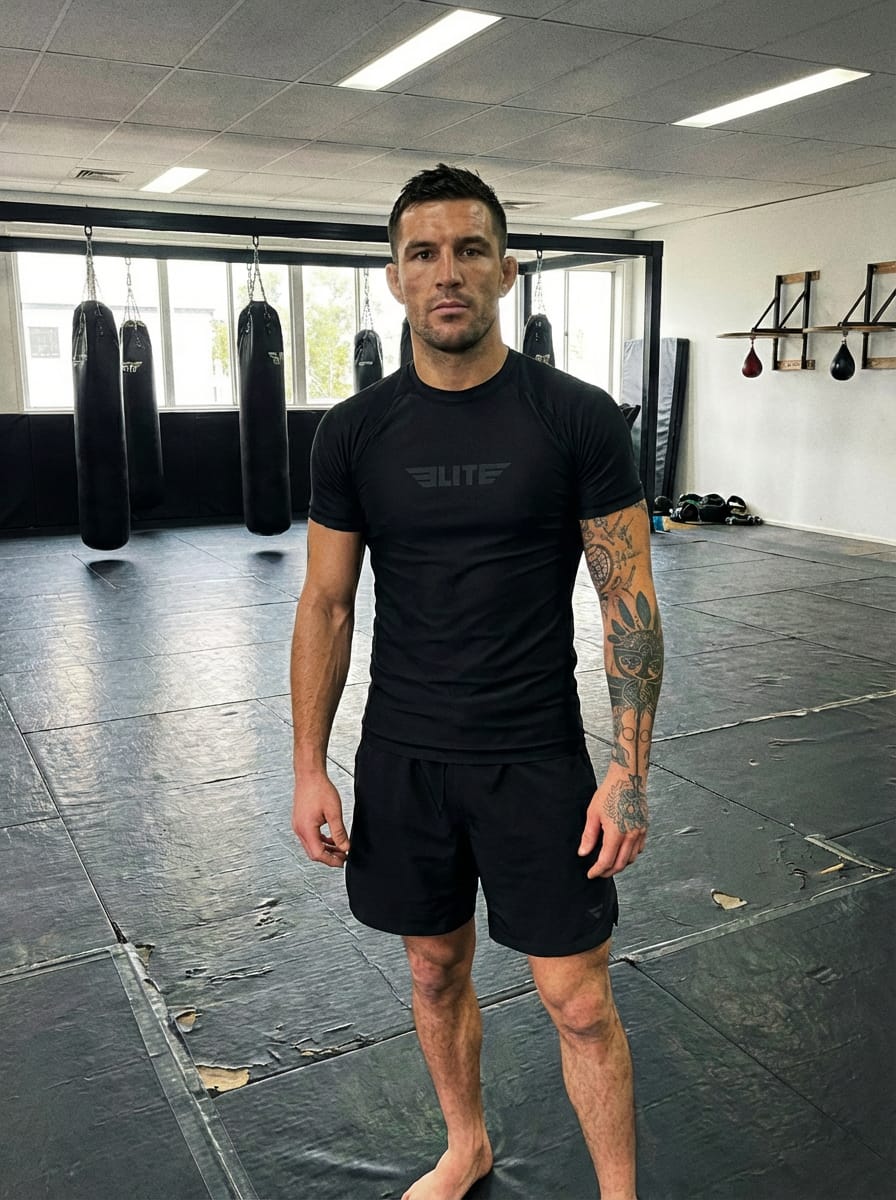 Customer photo review of Standard Black Short Sleeve No-Gi Mens BJJ Rash Guard