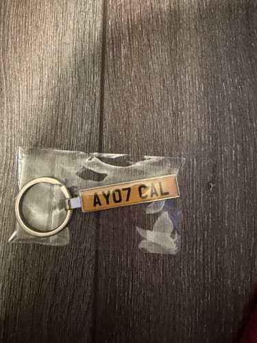 Customer photo review of Personalised Metal Number Plate Keyring