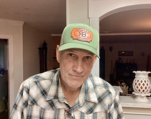 Customer photo review of Richardson 112 Genuine Leather Patch Hats Laser Engraved