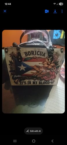 Customer photo review of Boricua It's in my blood - Personalized Leather Handbag BOR01B