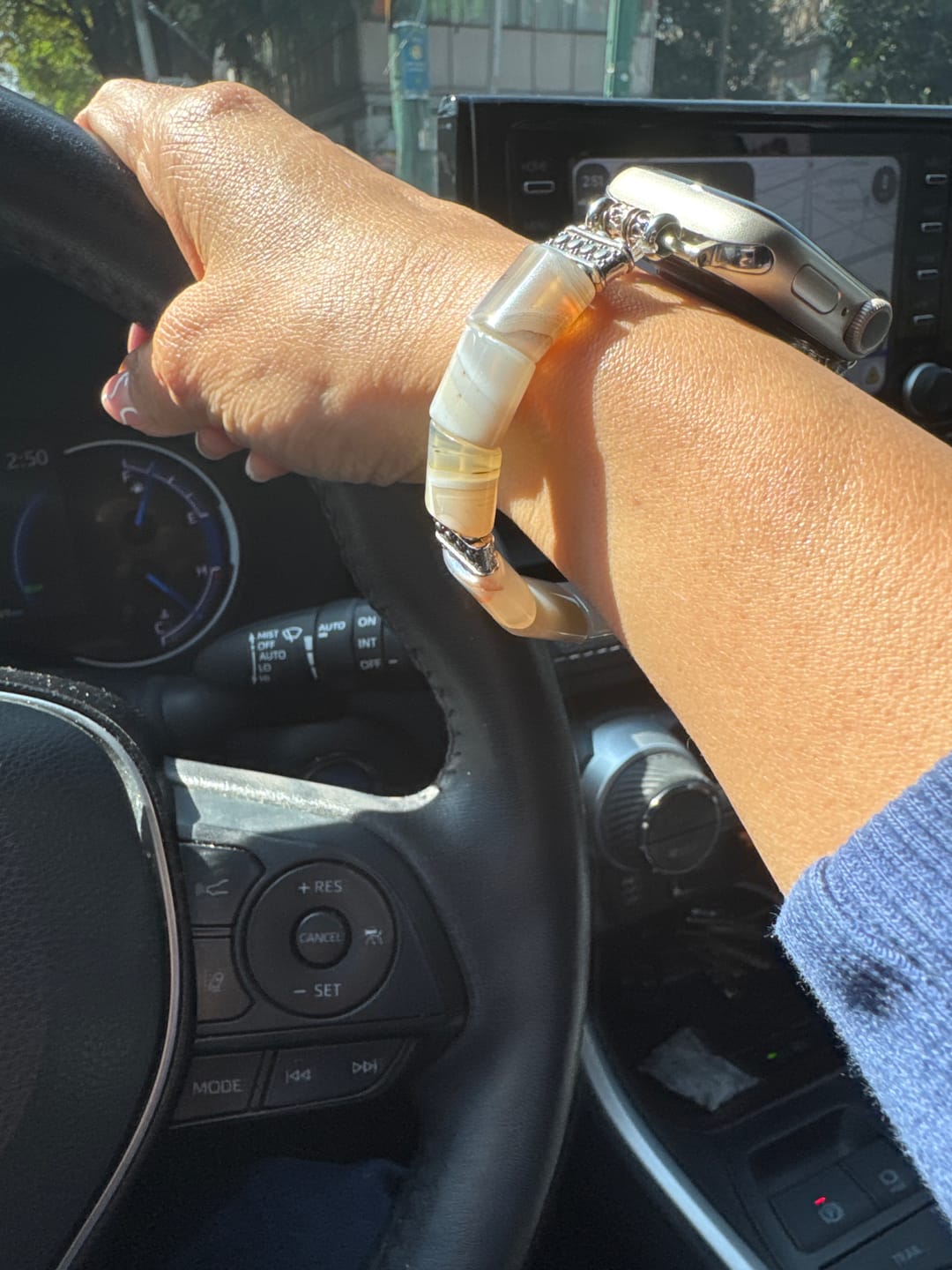 Customer photo review of Sacred Sands Agate Stretch Apple Watch Strap